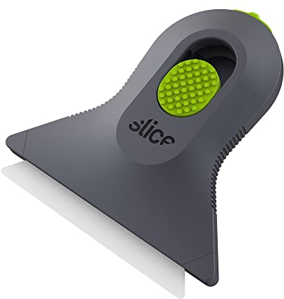 Slice 10590 Auto-Retractable Small Scraper | Compact Size for Small Surfaces or Awkward Angles, Ideal for Kitchen Hob Cleaning, DIY Decorating for Wallpaper & Paint Stripping or Window Scraping