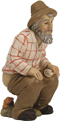 Dekop Krippenfigur Cagones, der Schisser, Hirte mit Hut hockend passend für 11cm Figuren (44635284485)