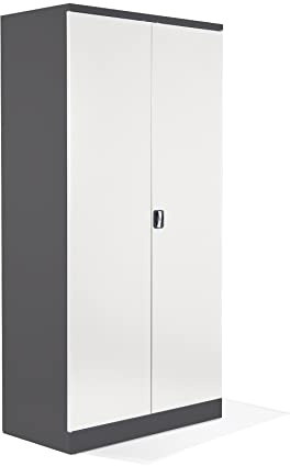 Schrank & Stuhl XXL Werkzeugschrank – Werkstattschrank mit 4 höhenverstellbaren Fachböden, Stahlschrank für Werkzeuge, 195 x 92 x 60 cm (H x B x T), Anthrazit/Weiß
