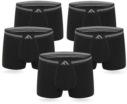 FM London Bóxers de bambú para hombre paquete de 5 con diseño elástico, Negro, XL