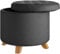 tectake® Hocker mit Stauraum, Sitzhocker mit Stauraum, Aufbewahrungsbox mit Deckel, Fußhocker, Hocker rund, Hocker Holz Beine, als Sitzbank Flur, im Wohnzimmer oder Schlafzimmer - dunkelgrau