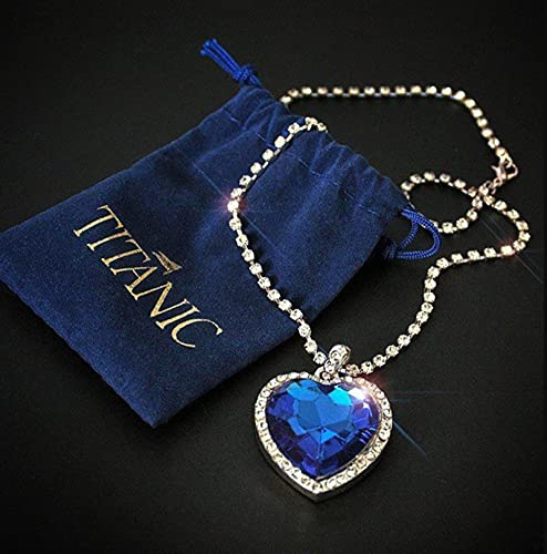 SONGK Titanic Coeur de l'océan Colliers pour Femmes Coeur de pêche Bleu Cristal Zircon Ensembles de Bijoux Femme Mariage Bijoux de fiançailles