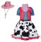 maxToonrain Costume de cowgirl pour filles, déguisement amusant de princesse pour Halloween, Noël, fête de vache (gilet rose et chapeau rose, 3 à 4 ans)