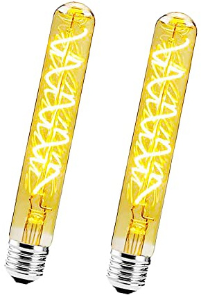 BANGSHUO 2 Stück E27 6W T30-185mm LED Edison Vintage Filament Dimmbare Röhrenlampe (60W Halogenbirne Äquivalent) E27 Retro Röhre 600LM Warmweiß 2700K