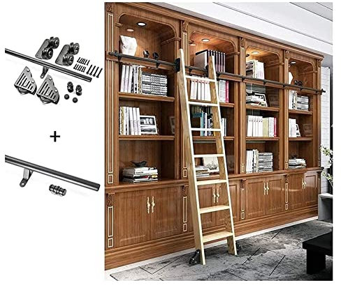 ZXFF Schiebetür-Türkit, Komplette Hardware for Gleitleiterschienen + Verlängerungsschienen (ohne Leiter) for Innen- / Nachtisch/Bibliothek (Size : 100cm(3.3ft))