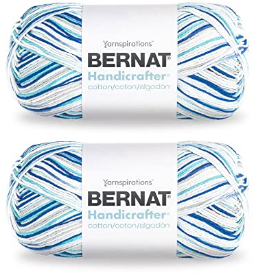 Bernat Handicrafter Cotton Big Ball Anchors Away Yarn - 2 Pack of 340g/12oz - Cotton - 4 Medium (Worsted) - 608 Yards - Knitting, Crocheting & Crafts