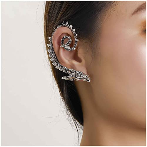 Cimenexe Gothic Drachen Manschettenohrringe Silberne Drachenohrringe Altertümlicher Drachen Ohrring Vintage Kein Piercing Ohrring Knorpelohrringe Schmuck Für Frauen Und Mädchen Tierohrringe Geschenke