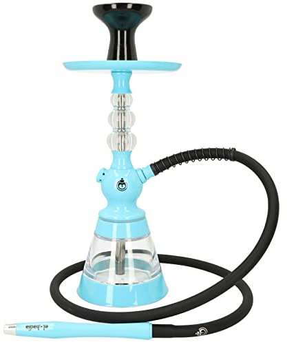Chicha EL-BADIA® CELESTE – 45 cm – Chicha Légère avec Vase Acrylique, Tuyau Silicone, Manche Métal & Foyer Phunnel – Design Iconique et Couleurs Tendance (Pacific blue)