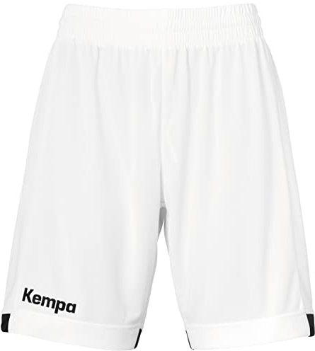 Kempa Damen Player Long Women Kurze Hose Shorts Für Sport Fitness Gym Basketball Handball Jogginghose Mit Elastischem Bund, Weiß/Schwarz, XS EU