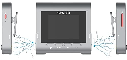 SYNCO G3 Lavalier Wireless Microphone 2.4GHz With Charging Case 1-Trigger-2 with 1.8-inch LCD Screen for DSLR Camera Camcorder Smartphone PC Laptop for YouTube VLOG Streaming Broadcast Gray