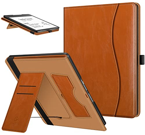 FINTIE Custodia per Kindle Scribe 10,2 (Modello 2024/2022) - Protettiva Verticale Supporto Cover con Slot per Schede e Pen Holder, Funzione Auto Sveglia/Sonno, Brown