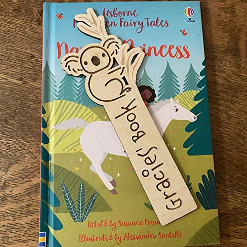 Luck and Luck Personalisiertes Koala Holz Lesezeichen Kinder Lesen Geschenk mit Namen Koala Tier Geschenk Personalisiertes Lesezeichen Geschenk