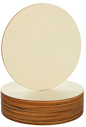 JMIATRY 20 Discos de madera 20 cm, Discos de Madera Sin Acabado 20cm, Madera Rodajas Natural en Blanco para Manualidades, Posavasos, Adornos del Hogar