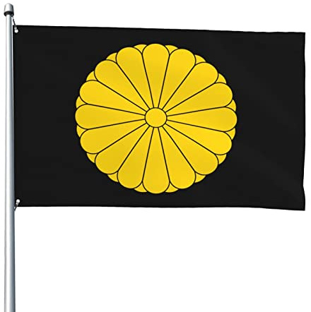 Banderas del sello imperial de Japón, banderas decorativas para exteriores, 3 x 5 pies, 100% poliéster, bandera exterior para todo tipo de clima, el color es brillante y fácil de desvanecer, secado