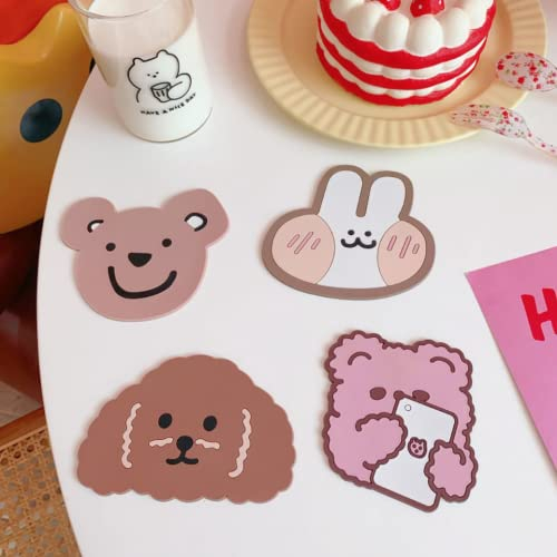 My Favorite Animal Friends Silikon-Untersetzer, 4 Stück, einzigartiges Kawaii-Geschenk für alle Altersgruppen, Einweihungsfeiern, Geburtstag oder besondere Anlässe
