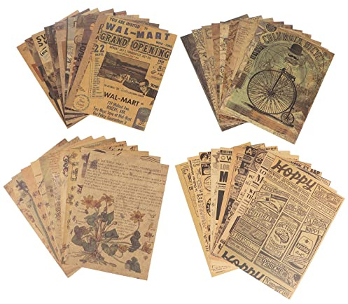 LGEGE Scrapbook Paper 40 Sheets - Artistic Theme Journaling Supplies for Scrapbooking Bullet Journal Planner, Vintage Decoupage Paper Ephemera Stickers Collage Kit (14.8 x 21 cm)