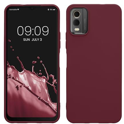kwmobile Custodia Compatibile con Nokia C32 Cover - Back Case per Smartphone in Silicone TPU - Protezione Gommata - viola bordeaux