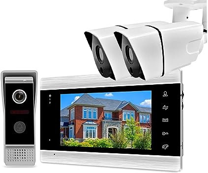 Wireless Doorbell Home Video Intercom Kit 1080p Wired Doorbell Camera Wifi With 7 Screen Monitor Video Door Phone For Apartment Waterproof for Home School Office ( Size : P203S1M706S1-2C-Add 32G TF C