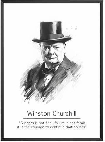 MJ-Graphics - Motivations Poster Winston Churchill Motivationsspruch - Ziele & Erfolg Poster | Wandbild Din A3 in Galerie Qualität extra dickes Posterpapier - FineArt Kunstdruck ohne Bilderrahmen