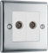 British General NPC66 Nexus Polished Chrome Diplex TV/FM, 2 Gang Co-axial and Satellite Socket
