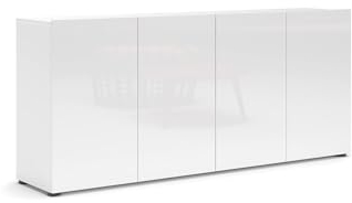 möbelando Sideboard >Mister< in Weiss, Lack Hochglanz - 180x80x38cm (BxHxT)