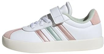 adidas Unisex Kinder VL Court Shoes, FTWR White/Linen Green met./Sandy pink met., 33 1/2 EU