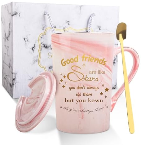 Belillpipi Regalo di compleanno per gli amici, divertente tazza in ceramica marmorizzata, regalo di Natale per donne, regalo di compleanno personalizzato, tazza da tè e caffè stampata con Good friends