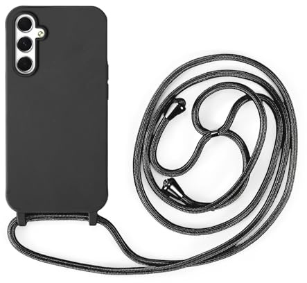 Handykette Kompatibel mit Samsung Galaxy A34 | Necklace Hülle mit Band, Handyhülle zum Umhängen | Case mit Handykordel, Stoßfeste Schutzhülle zum Umhängen Kordel | Schwarz