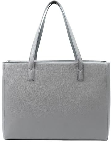 Tommy & Kate GLORIA Spacious Tote Bag for Women Shoulder Laptop Tote Bag Large PU Leather Ladies for Work School Business with Zipped Compartment and Inner Pocket (Grey)