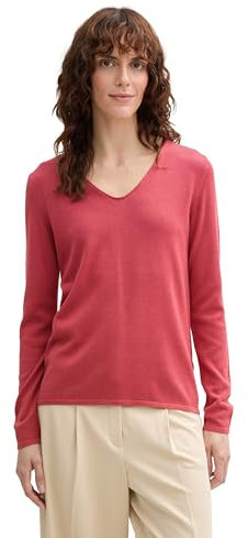 TOM TAILOR Damen 1012976 Strickpullover mit V-Ausschnitt, 38784-blue Haze, S
