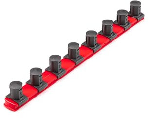 TEKTON 3/4 Inch Drive x 13 Inch Socket Rail, 8 Clips (Red) | OSR32108 | Made in USA