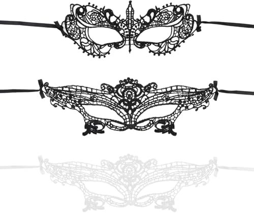 Gments 3 Pcs Sexy Masquerade Masks Lace Eye Mask Half Face Stick Mardi Gras Face Cover for Women Ladies Girls Easter Sunday Party Costume Cosplay Halloween Mardi Gras, Black and White