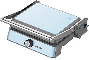 Westinghouse Retro-Kontaktgrill - 29 x 24 cm - 180° für beidseitiges Grillen - 2200W - Toaster - Einstellbare Temperaturregelung - Panini-Grill - Toaster-Eisen - Blau