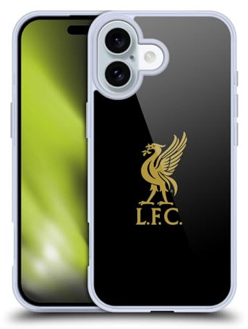 Head Case Designs Officially Licensed Liverpool Football Club Gold Logo On Black Liver Bird Soft Gel Case Compatible With Apple iPhone 16