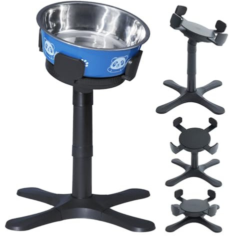DOUDING Raised Dog Bowl, Elevated Dog Bowls Stand wtih Stainless Steel Dog Food Bowl, Heights and Tilted Adjust for Small/Medium/Large dogs, Non-Slip