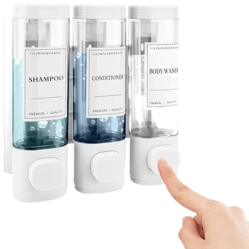 Seifenspender Wandmontage, 3 * 300ML seifenspender Wand ohne Bohren ABS,Kammern Shampoo- und Conditioner-Spender für Hotel Zuhaus