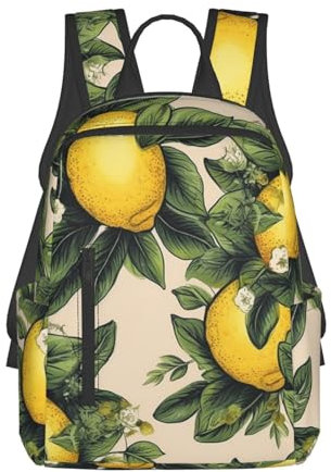 LZQPOEAS Sac à dos de voyage pour ordinateur portable, sac à dos tendance pour femme et homme, sac d'ordinateur léger, sac à dos de randonnée citron, noir, One Size