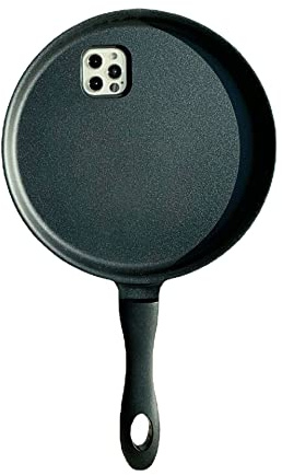 PODSI 3D Handyhülle for iPhone 16 15 14 13 12 11 Pro Max X XR XS Max Handyhüllen Bratpfanne Rückseite(Black,for iPhone 14 Pro)