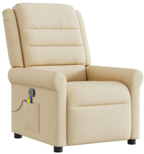 vidaXL Massagesessel Creme Stoff, Massage TV-Sessel, Sessel mit Massagefunktion, Fernsehsessel, Massage Fernsehsessel, TV-Sessel, Sessel, Ruhesessel
