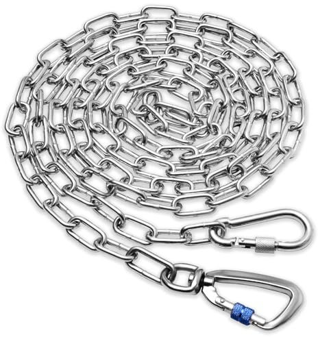 Furggis Heavy Duty Dog Chain for Yard-40FT Metal Chain Leash Chew Proof | Long Lead for Outside with Strong Swivel Hook,Outdoor Dog Runner for Camping,Tie Out Cable for Medium Large Pet up to 150LBS