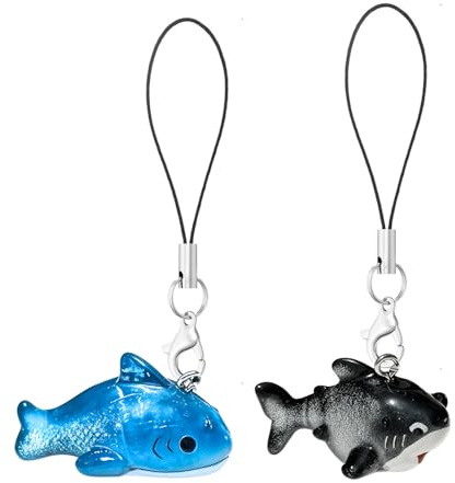 CasaPopz 2Pcs Shark Phone Charms, Whale Shark Keychain, Blue Ocean Phone Charms for Bag Keychain Camera Decor