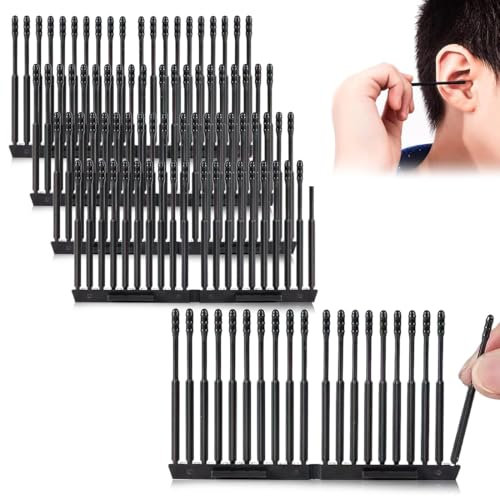 FENQURO Lot de 100 cure-oreilles auto-adhésifs pour adultes, cure oreille, adolescents, enfants et personnes âgées, doux et sûrs, en silicone à 360 degrés