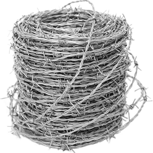 Filo Barriera Zincato per Recinzioni - Rotolo Anti-Intrusione - Filo Spinato per Giardino e Artigianato - Durevole e Resistente,2.5mm,15m(49ft)