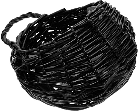 HEMOTON Panier à Fleurs Mural en Osier Noir, Panier Suspendu Décoratif | Rangement pour Fleurs Artificielles, Usage Maison et Salle de Bains, Style Pastoral Élégant