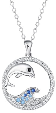 BerriBling kette Damen Sterling Silber 925 mit Tiermotiv | Halskette Romantisch Meeresthema Schmuck für Frauen Geschenk | Verstellbar (45+5cm)