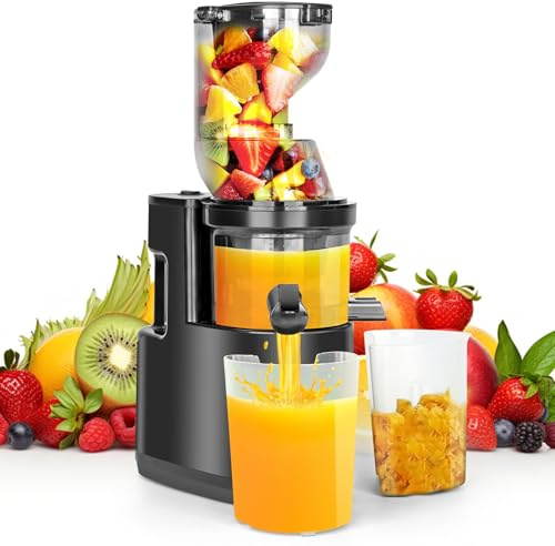 Dreamhigh® 550W Entsafter Slow Juicer,Saftpresse Elektrisch mit Umkehrfunktion, Entsafter Gemüse und Obst Testsieger 100% BPA Frei, 82MM Öffnung 98% Saftausbeute, Spülmaschinenfest