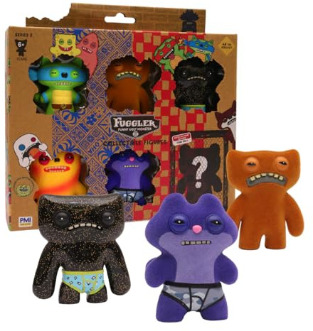P.M.I. Fuggler Series 2 Collectible 6-Pack, Assortment E | Paramount Crossover Characters - Includes Rare Hidden Surprise - Creepy Funny Plush Figures