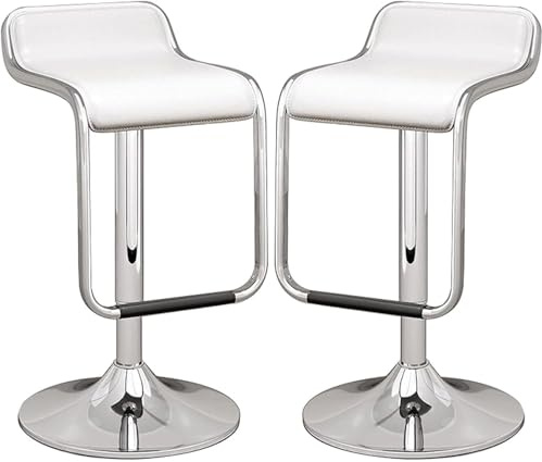 DZYHFCO Barhocker, PU-Leder, Barhocker, Thekenhöhe, Hocker mit Rückenlehne, verstellbar von 61 bis 81 cm, für Küchenbank (weiß), 2 Stück