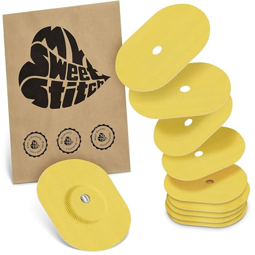 MySweetStitch 10 Fixierpflaster für FreeStyle Libre 3/3 Plus oval Yellow | Hilft gegen vorzeitiges Ablösen, wasserfest und schnell trocknend, hautfreundlich, bis zu 15 Tage Halt