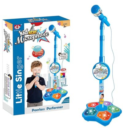 Microfono Giocattolo Bambina Con Asta,Karaoke Bambini Con Lucis Led, Altezza Regolabile,Giocattolo Per Microfonos Interattivo,Compleanno Per Ragazze E Ragazze
